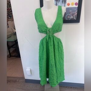 Green Sleeveless Cutout Dress